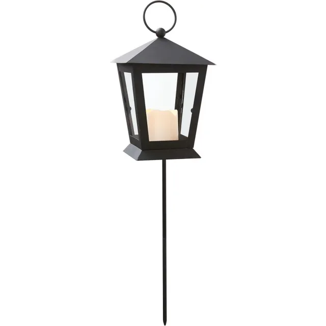 Star Trading lantaarn Serene, graflicht, metaal, zwart, LED, timer, geel, voor buiten, 40 cm