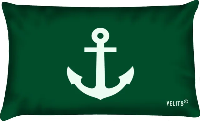 Velits outdoor Sierkussen - Buitenkussen Groene Vingers Waterafstotend Bootkussen Anker - Groen - 60 Cm X 40 Cm