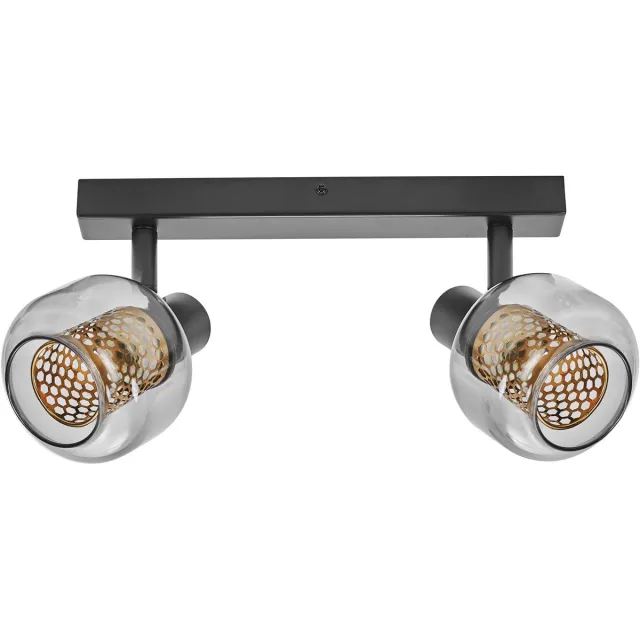Osram Decor Spot Firefly lamp zwart in industriële stijl, 2 x 2,8 W, 500 lm, 2700 K, metalen en glazen behuizing, E14 fitting, eenvoudige installatie, dimbare lamp inbegrepen