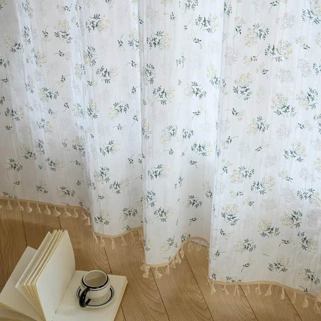 PZCC Gordijn - Kleine raamgordijnen - Boho Gordijn - Bloemengordijn - Katoenen Raamgordijn - Vintage Boho Gordijnen - Woonkamer Slaapkamer - 140 x 100 cm - Bloemen