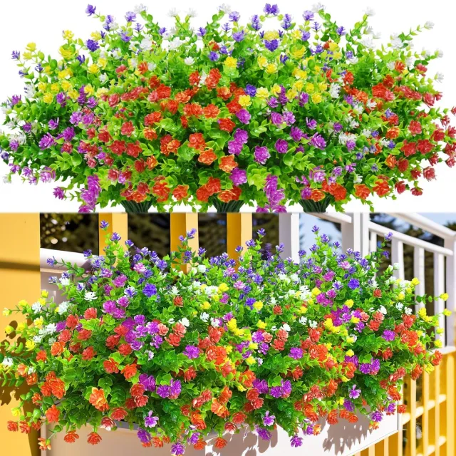 Ibenzoa Kleurrijke Weerbestendige Kunstbloemen voor Tuin en Balkon - 12 Bundels