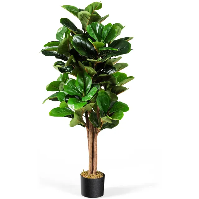 Costway Kunstvijgenboom, 120 cm, kunstplant, decoratie met bloempot, kunstboom, decoratieve plant, kamerplant voor thuis en op kantoor, groen