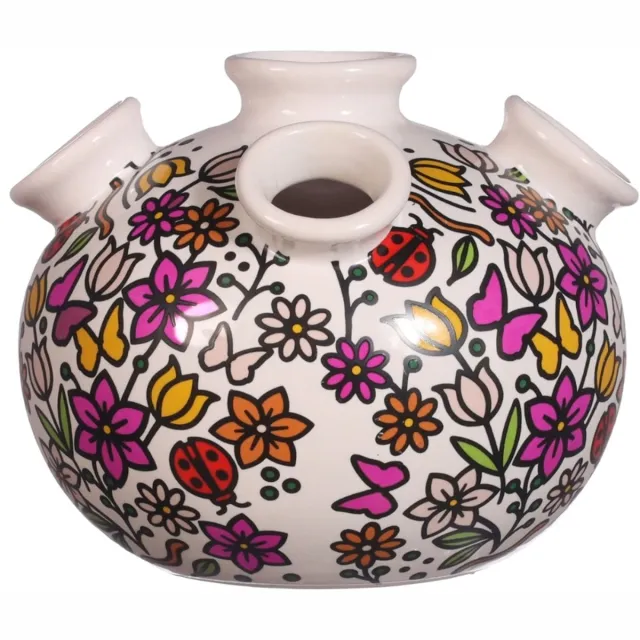 Ideas 4 Seasons Tulpenvaas - vaas - diverse kleuren - wit - klein - H 12 cm - Ø 13 cm - Doodle wit - diverse kleuren