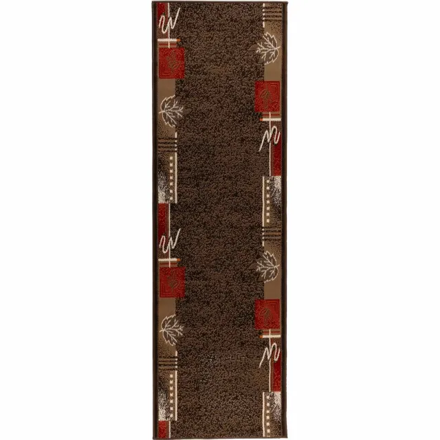 vidaXL Lopers - Tapijt - FLORNES - Geweven - Bruin - Bladeren - 100 - x - 200 - cm - PP
