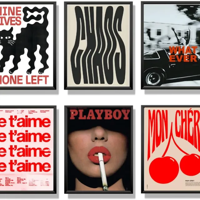 Ibenzoa Set van 6 Vintage Posters 30x40 cm voor Stijlvolle Wanddecoratie zonder Lijsten kleurjik