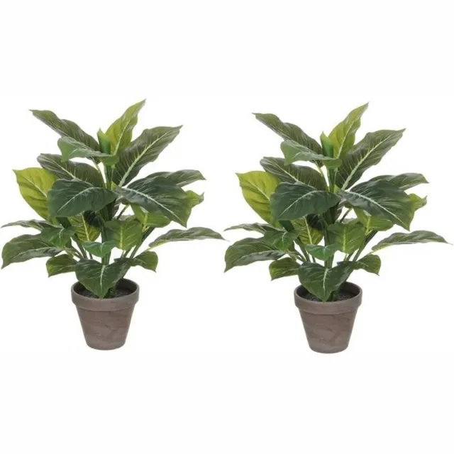 Shoppartners Mica Decorations Kunstplant - 4x stuks - philodendron - groen - 49 cm - kunstplanten/nepplanten