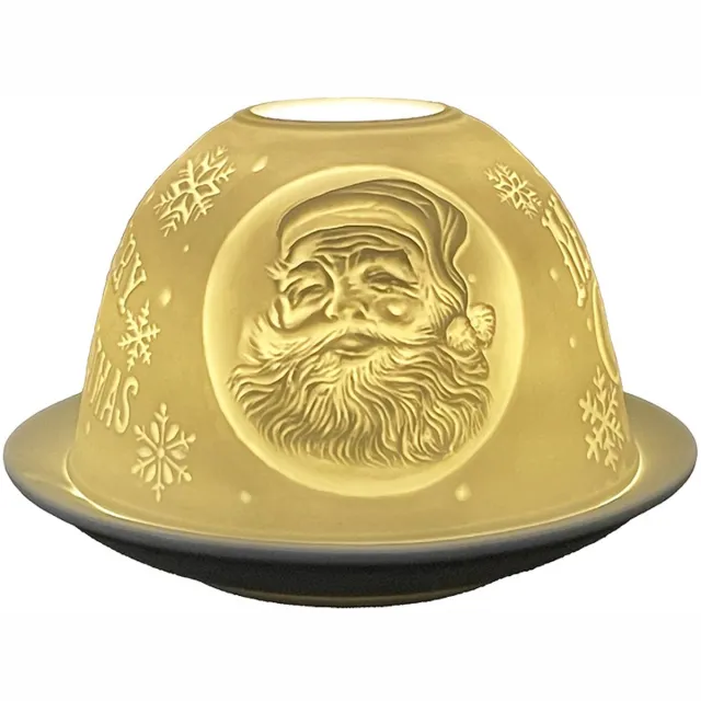 Clayre & Eef Waxinelichthouder Ø 12x8 cm Wit Porselein Kerstman
