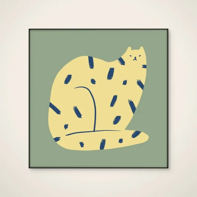 HelloWalls Akoestisch schilderij - 80 x 80 cm - Tinyandwildno21 van Treechild - Dieren wanddecoratie - zwart textielframe Meerkleurig