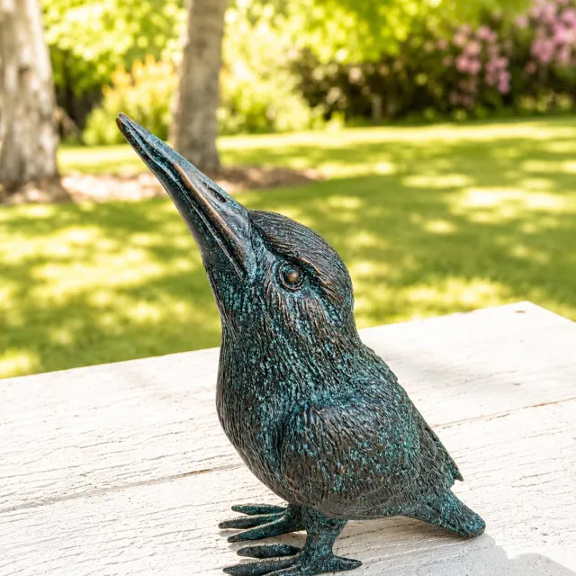 Bronzartes IJSVOGEL / BRONZEN BEELD / VOGELTJE / TUINBEELD / BRONS
