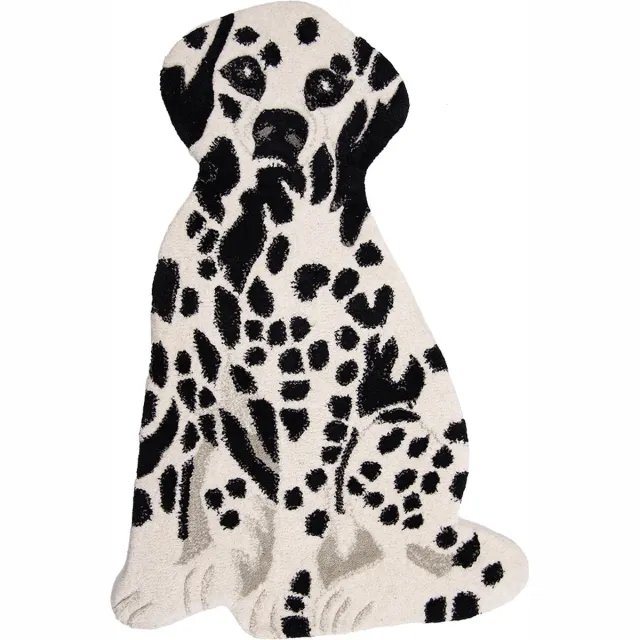 Clayre & Eef Vloerkleed Hond Wit Zwart Wol Tapijt, foto 2
