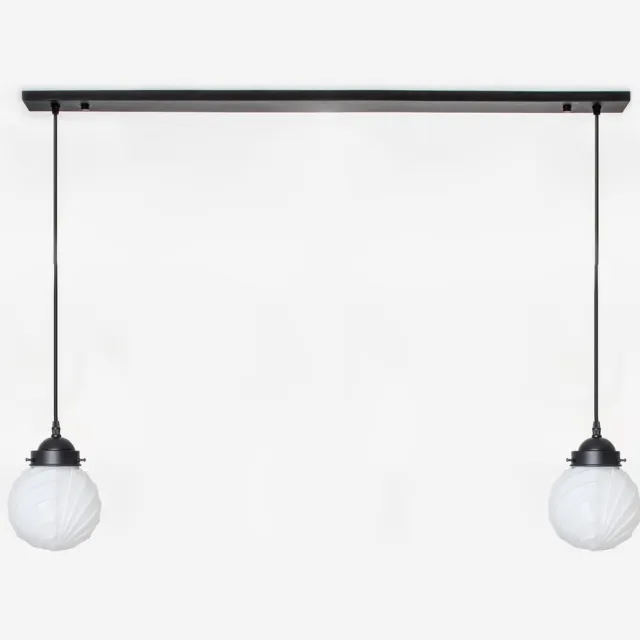 Coloured by Art 2 x Swingbulb lampen aan plafondbalk Moonlight - Art Deco Trade Zwart