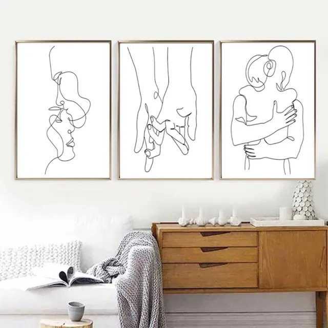 My Ninki ® Moderne 3-delige Abstracte Kunst Posterset voor Woonkamer en Interieurdecoratie wit