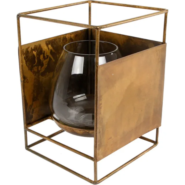 Dulaire Windlicht Metaal Goud Vierkant 21 cm