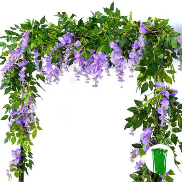 BOG 2 Stuks Kunstbloemen Wisteria Slingers 2 Meter – Hangende Nep Bloemenrank Voor Muurdecoratie – Bruiloft – Woonkamer – Tuin – Feestdecoratie Paars