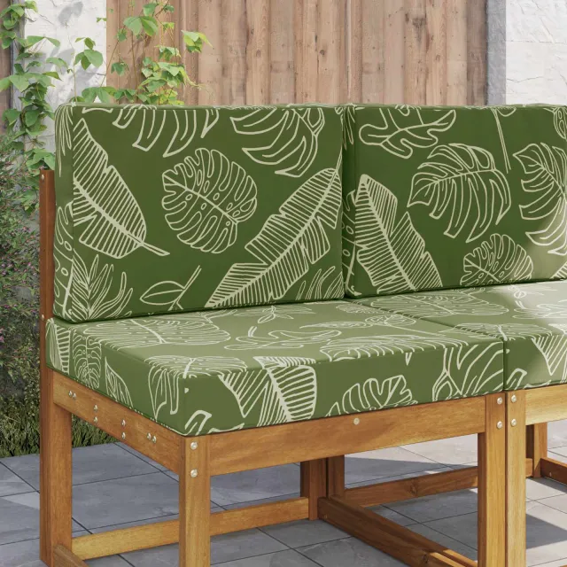 vidaXL Buiten bankkussen Polyester Bladontwerp 60 x 60 cm Bladontwerp Mosgroen