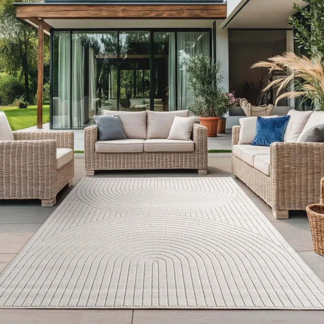 Moonay Home Nova – Vloerkleed Siena Creme – Binnen En Buiten Vloerkleed – Laagpolig – Japandi stijl – 240x340 cm Creme/Creme