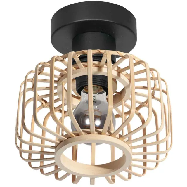 Steinhauer Plafondlamp Steinhauer Breeza-Beache 4147ZW natuur- en zwart bamboe Ø20cm trendy binnenverlichting Beige
