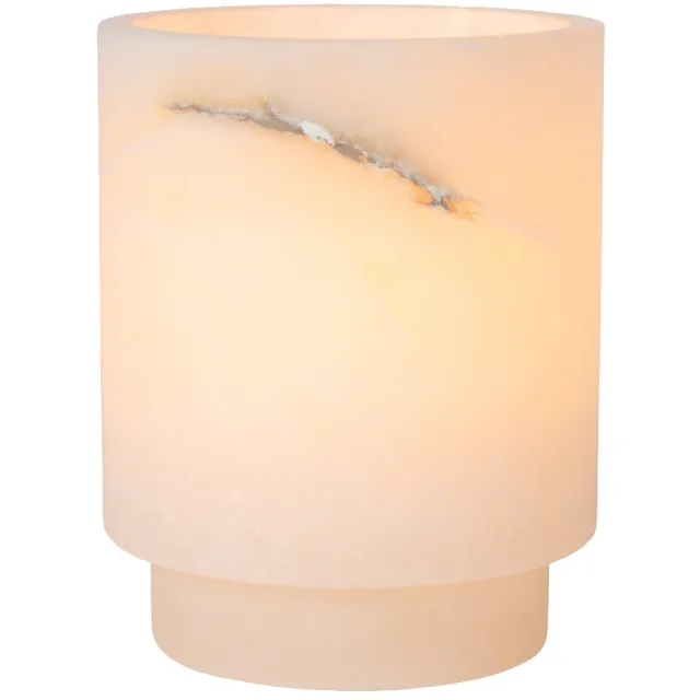 Atmooz Mick M Theelichthouder - Luxe Alabaster Waxinelichthouder - Ø14 x H18 cm - Natuursteen Windlicht - Modern Sfeerlicht Wit