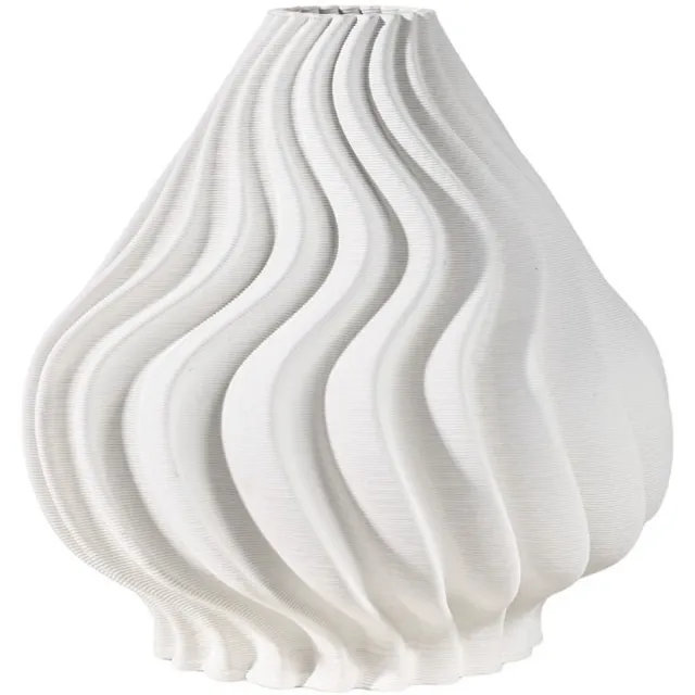 Fugurato Esta Vaas Wit - Keramiek met Golvend 3D-Reliëf - Ø22 x H26 cm