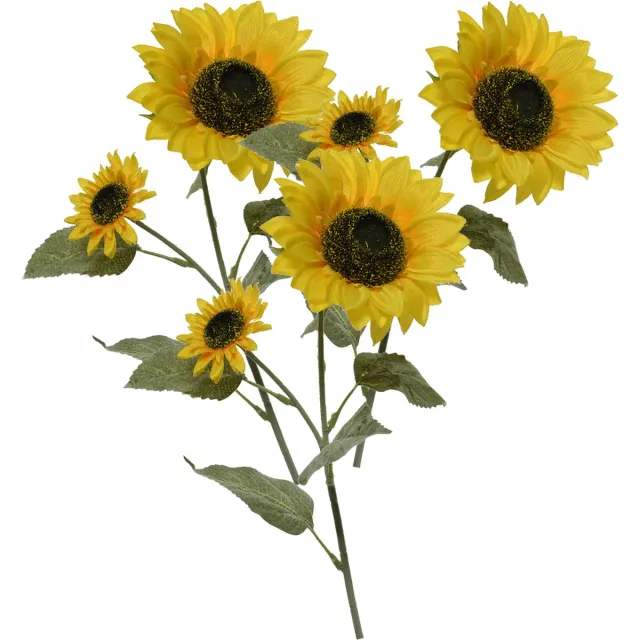 Bellatio Flowers & Plants Bellatio Design Kunstbloem Zonnebloem tak - 3x - 72 cm - geel - kunst zijdebloem - decoratie bloemen