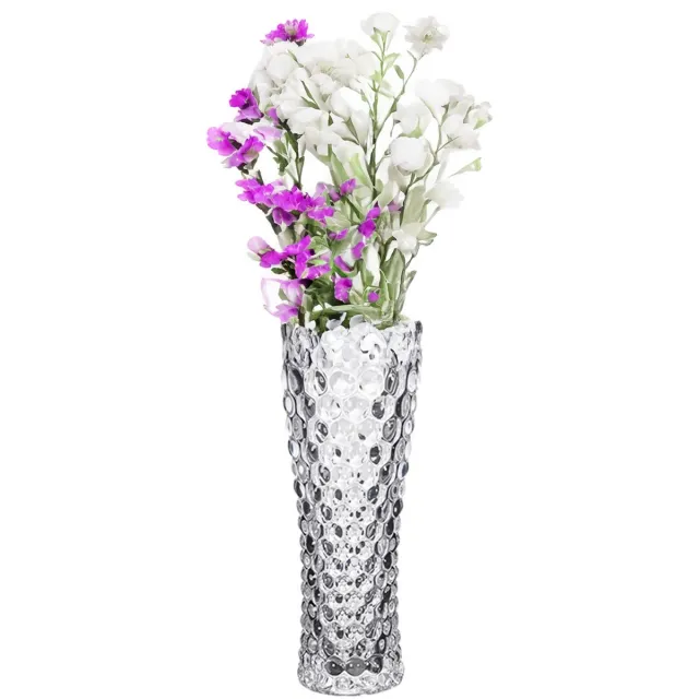 Alessandro Bloemenvaas Mystic - glas - luxe bubbels relief - 7 x 7 x 18 cm - voor kleine bloemen Transparant