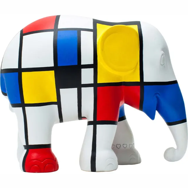 Elephant Parade Hommage to Mondriaan - Handgemaakt Olifanten Beeldje - 20cm Rood