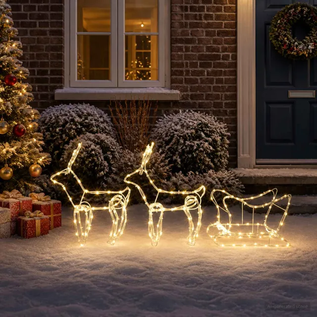 vidaXL Hert en slee kerstdecoratie LOVIISA 240 LED's Warmwit