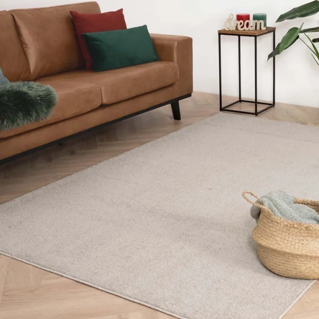 Tapeso Laagpolig vloerkleed vierkant - Fine crème 240x240