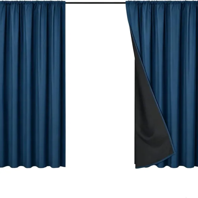 KZQ Verduisterende gordijnen 100x200 cm marineblauw 2 stuks voor slaapkamer en woonkamer