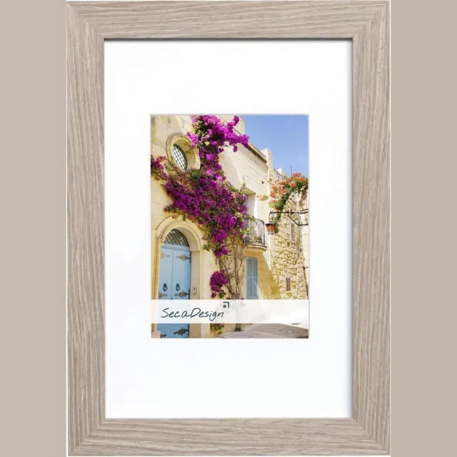 SecaDesign Fino Hout - Fotolijst 13x18 / 9x13 cm fotomaat met passe-partout - Grijs Eikenkleur