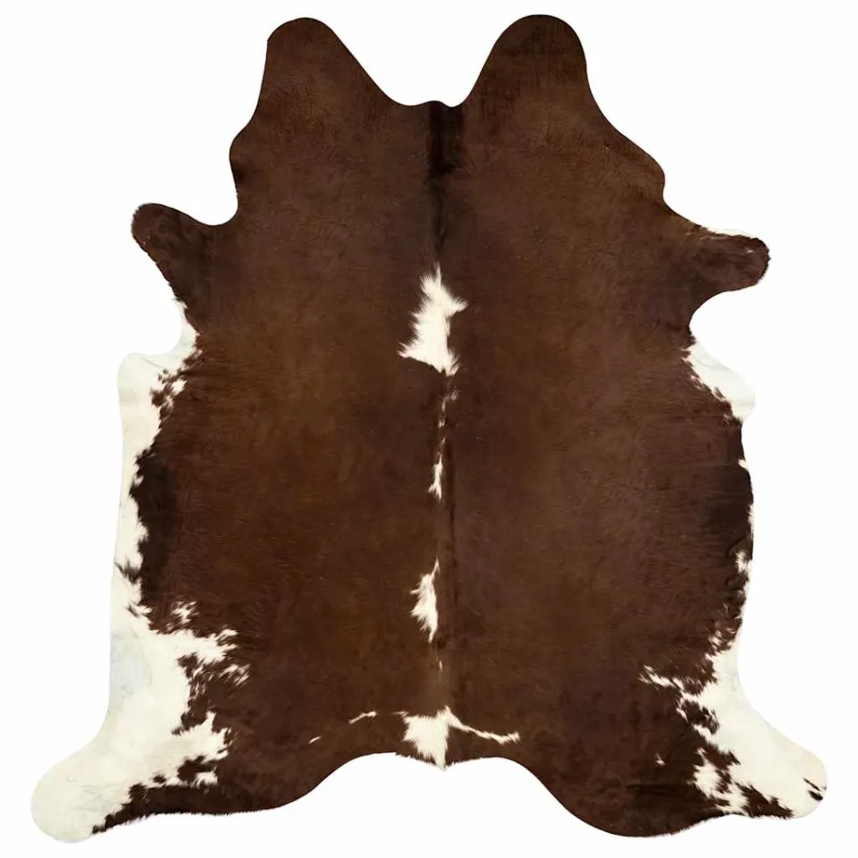 vidaXL Vloerkleed 150x170 cm echte runderhuid bruin en wit, foto 4