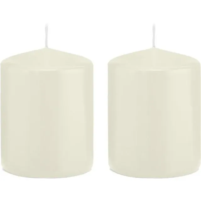 Enlightening Candles Trend Candles Cilinderkaars/stompkaars - 2x - ivoorwit - 6 x 8 cm - 29 branduren - met brandvertragende folie