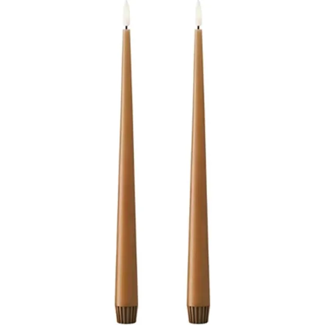 Ester & Erik Taperkaars 30cm Raw Toffee LED (set van 2) - Kaarsen bruin