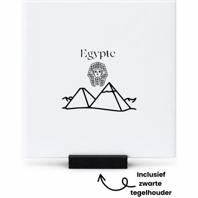 Hacebo Egypte tegeltje met tegelhouder - Piloot - toeristen - tegeltjes met tekst - piramide - kameel - woestijn - cairo - farao - republiek - Afrika - spreuktegels - 10.8x10.8 CM Wit