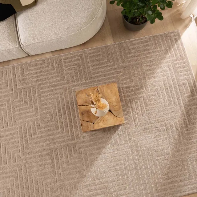 Nordic Weavers Vierkant vloerkleed Scandinavisch - Contour Gem beige 100x100