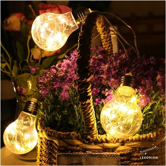 Lexorion Lumos - Solar Lichtslinger – 10 LED Lampen – Warm Wit – Zonne-Energie Tuinverlichting – Waterdicht – 5 Meter – Buiten & Feestverlichting