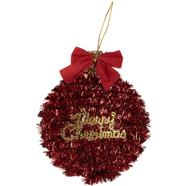 Clayre & Eef Kersthanger Kerstbal 12x4x14 cm Rood Kunststof