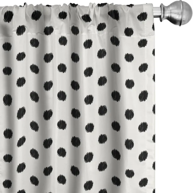ABAKUHAUS Geometrische Voorhangen – 2x75x225 cm – Microfiber – Zwart-Wit