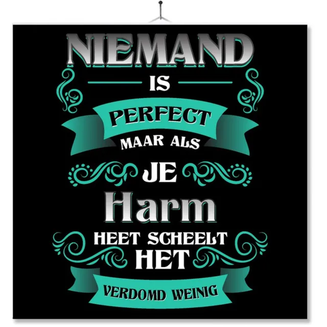 MC Living Tegel Met Opdruk | Kado | Cadeau | Niemand Is Perfect Maar Als Je Harm Heet Scheelt Het Verdomd Weinig Multi-Color