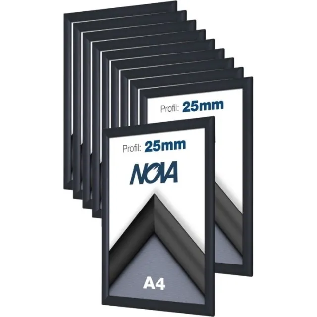 Nova 10 PACK Nova Kliklijsten A4 21 x 29.7 cm aluminium zwart – wissellijst - posterlijst