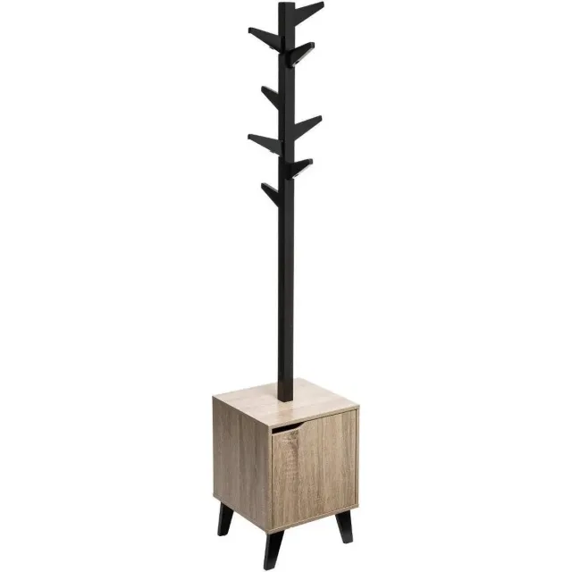 5Five® Five - Kapstok Met Kastje - Naturel / Zwart - 34,5 x 32 x 168,5 cm