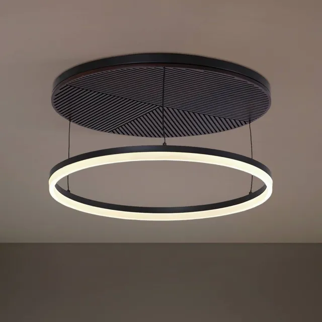 Lucande LED plafondlamp- met dimmer - 1licht - Metaal, hout - H: 24 cm - zwart, wit, hout - Inclusief lichtbron