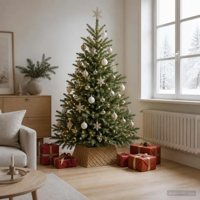 vidaXL Kerstboomkraag Vierkant Naturel 60 x 60 x 28 cm Zeegras Bruin