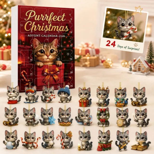 Pyreta 2026 Kerstkalender - kerstkalender - kerst kalender 2026 - Adventskalender 2026- kalender 2026 - blind boxes - versieren - sleutelhanger - sleutelhanger kat - Geef je familie een mooi cadeau.