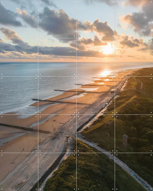 IXXI Strand van Zoutelande, Michael Huijgens & Kunst in Kaart - 80 x 100 cm - Grote wanddecoratie en posters - Fotografie, Strandhuis, Eetkamer Blauw