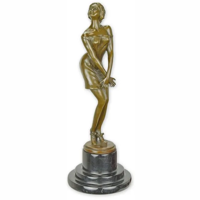 VntiQue Exclusief Bronzen Beeld 'Pensive' – Stijlvolle Sculptuur – Handgemaakt Kunstwerk – Decoratief Beeld voor Interieur & Kantoor brons