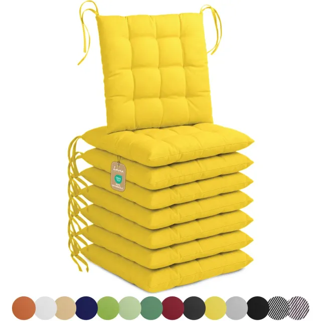 lavea Stoelkussens 40x40 cm, Set van 8 – Zitkussen & Stoelpads voor Binnen en Buiten – Comfortabel, Wasbaar en Duurzaam – Lichtgeel