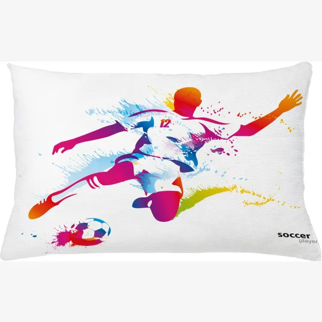ABAKUHAUS Teen Zimmer Kussenhoes, Voetbal schlägt de Ball, Water- en Vuilafstotende Stof met Digitale Print voor Binnen en Buiten, 65 x 40 cm, Meerkleurig