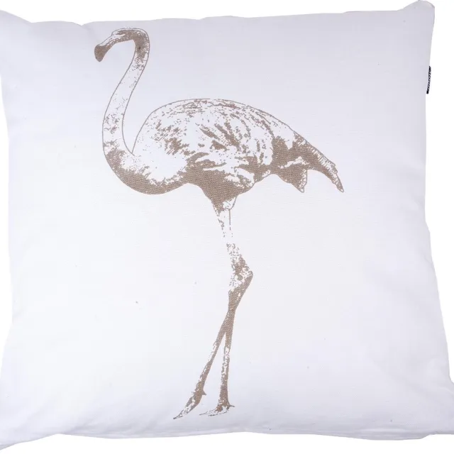 In The Mood Flamingo - Sierkussen - Ivoor/Kiezel - 50x50 cm