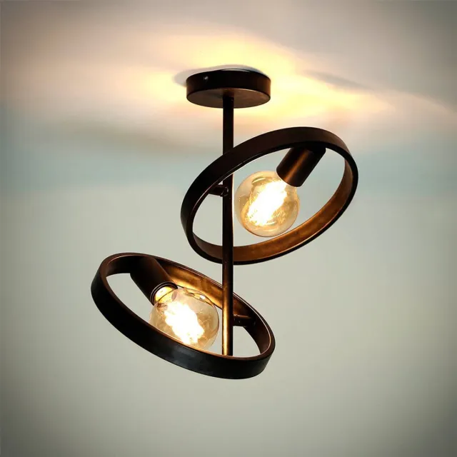 Dimehouse Industriële Plafondlamp Otan 2-lichts Metaal Zwart Charcoal